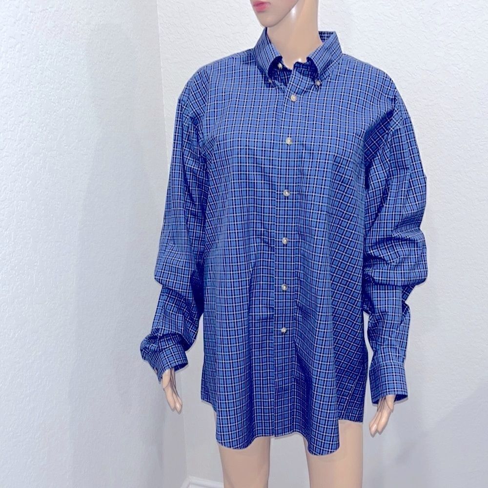 L.L.Bean blue plaid long sleeve shirt